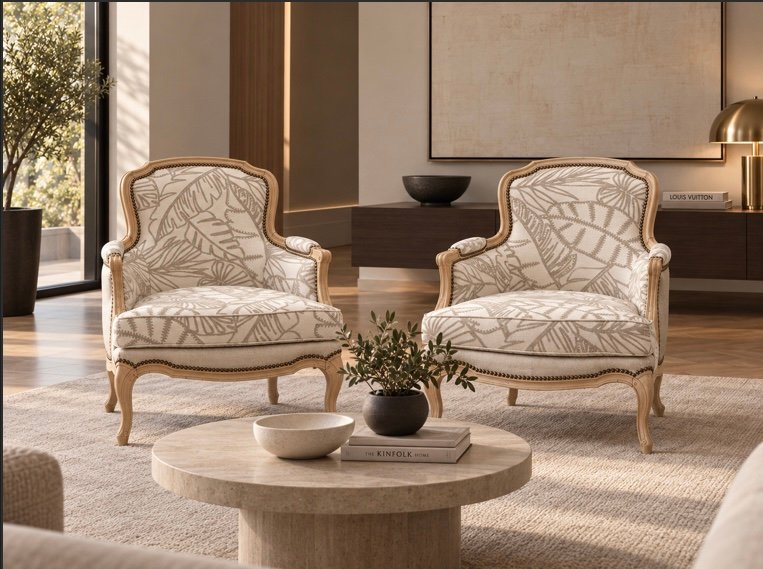 Paire de fauteuils restaurés par RecDesign, tapissier décorateur Var à Cuers